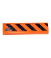 Orange Tile 1 x 4 with Black and Orange Danger Stripes and Splatters Pattern (Sticker) - Set 8961