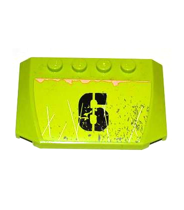 Lime Wedge 4 x 6 x 2/3 Triple Curved with Black '6', Scratches and Rust Pattern (Sticker) - Set 8961