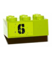 Lime Brick 2 x 3 with Black '6' Pattern Model Right Side (Sticker) - Set 8961