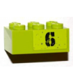 Lime Brick 2 x 3 with Black '6' Pattern Model Left Side (Sticker) - Set 8961