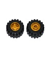 Pearl Gold Wheel 11mmD.x12mm, Hole Notched for Wheels Holder Pin w/ B. Tire Offset Tread Small Wide, Band Around Center of Tread