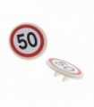 White Road Sign Clip-on 2 x 2 Round with 50 Pattern (Sticker) - Set 8401
