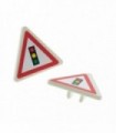 White Road Sign Clip-on 2 x 2 Triangle with Traffic Light Pattern (Sticker) - Set 8401