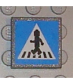 Dark Bluish Gray Road Sign Clip-on 2 x 2 Square with Crosswalk with Minifig Pattern (Sticker) - Set 8401