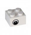 White Brick 2 x 2 with Eye without White Pattern on Two Sides, Circle in Pupil, Offset