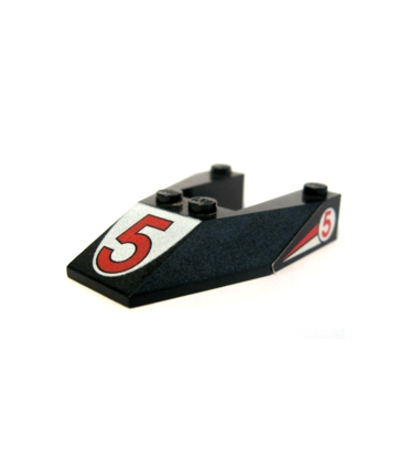 Black Wedge 6 x 4 Cutout without Stud Notches with Red Number 5 Print & Red '5' Pattern on Both Sides (Stickers) - Set 6334
