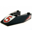 Black Wedge 6 x 4 Cutout without Stud Notches with Red Number 5 Print & Red '5' Pattern on Both Sides (Stickers) - Set 6334