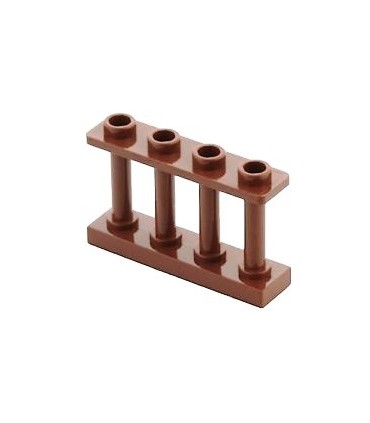 Reddish Brown Fence 1 x 4 x 2 Spindled with 4 Studs