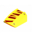 Yellow Slope, Curved 2 x 2 Lip, No Studs with Rivets and Dark Red Tiger Stripes Pattern