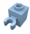 Medium Blue Brick, Modified 1 x 1 with Clip Vertical (open O clip) - Hollow Stud
