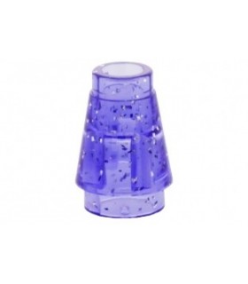 Glitter Trans-Purple Cone 1 x 1 with Top Groove