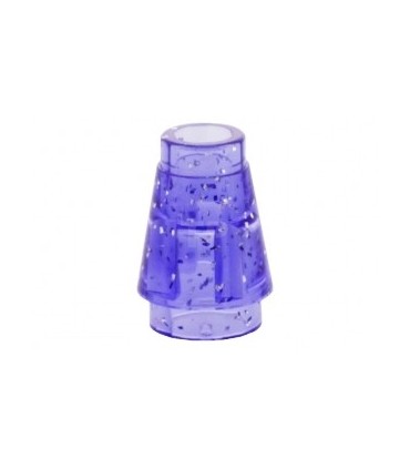 Glitter Trans-Purple Cone 1 x 1 with Top Groove