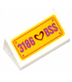 White Slope 30 1 x 2 x 2/3 with Dark Red Heart and '3186 BSS' License Plate Pattern (Sticker) - Set 3186