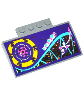 Light Bluish Gray Slope, Curved 5 x 8 x 2/3 with Ferris Wheel, Roller Coaster and Space Rocket Pattern (Sticker) - Set 41130