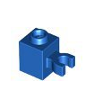 Blue Brick, Modified 1 x 1 with Clip Vertical (open O clip) - Hollow Stud