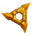 Pearl Gold Minifig, Weapon Throwing Star (Shuriken) with Textured Grips