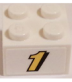 White Brick 2 x 2 with Yellow '1' with Black Outline Pattern (Sticker) - Set 60084