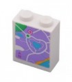 White Brick 1 x 2 x 2 with Inside Stud Holder with Lavender Map Heartlake City Pattern (Sticker) - Set 41013