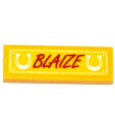 Yellow Tile 1 x 3 with 2 Horseshoes and 'BLAIZE' Pattern (Sticker) - Set 41039