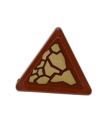 Reddish Brown Road Sign Clip-on 2 x 2 Triangle with Dark Tan Scales Pattern Model Right Side (Sticker) - Set 70599