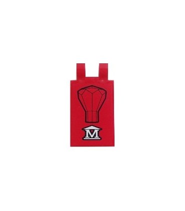 Red Tile, Modified 2 x 3 with 2 Clips with 'M' and Jewel 24 Facet Pattern (Sticker) - Set 60008