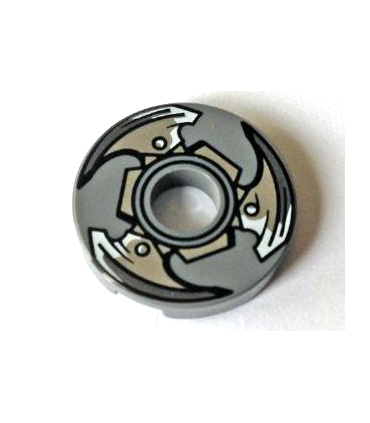 Dark Bluish Gray Tile, Round 2 x 2 with Hole with Propeller with 3 Blades Pattern