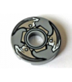 Dark Bluish Gray Tile, Round 2 x 2 with Hole with Propeller with 3 Blades Pattern