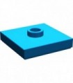 Blue Plate, Modified 2 x 2 with Groove and 1 Stud in Center