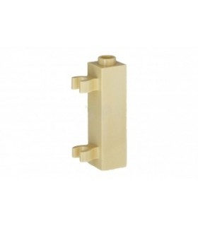 Tan Brick, Modified 1 x 1 x 3 with 2 Clips Vertical - Hollow Stud
