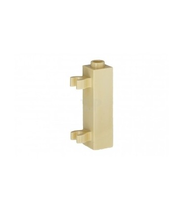 Tan Brick, Modified 1 x 1 x 3 with 2 Clips Vertical - Hollow Stud