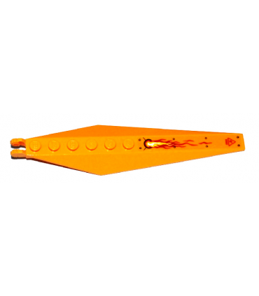 Bright Light Orange Hinge Plate 3 x 12 with Angled Side Extensions and Tapered Ends with Sticker - Set 70144