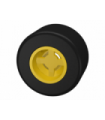 Yellow Wheel 8mm D. x 9mm (for Slicks), Hole Notched for Wheels Holder Pin w/ Black Tire Smooth Small Wide Slick