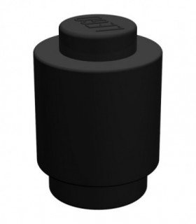 Black Brick, Round 1 x 1 Solid Stud