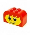 Red Brick, Modified 2 x 4 x 2 Double Curved Top with Yellow Face, Freckles and Ears Pattern
