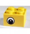 Yellow Brick 2 x 2 with Eye without White Pattern on Two Sides, Circle in Pupil, Offset