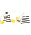 White Torso Town Prisoner Number 86753, Dark Bluish Gray Stripes, Buttons, Dark Tan Undershirt / White Arms / Yellow Hands