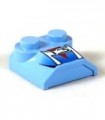 Medium Blue Brick, Modified 2 x 2 x 2/3 Two Studs, Lip End with '13' and Red Triangle Pattern